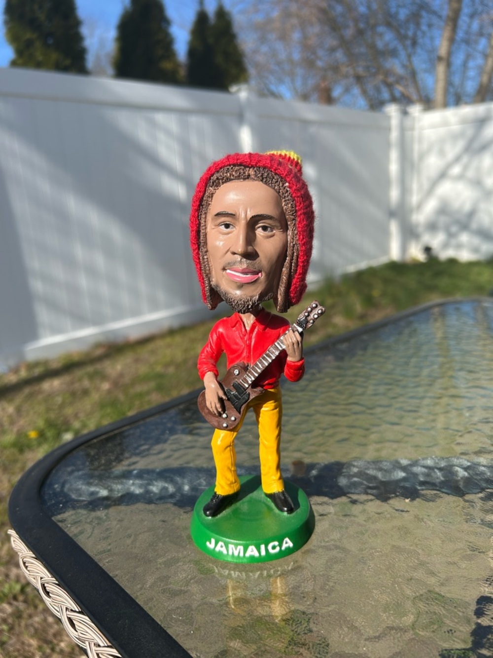 Bob Marley Bobblehead with Guitar Multicolor Music Theme Jamaica Figurine